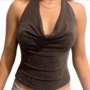 Cowl neck brown going out top